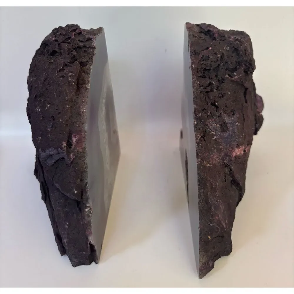 Vintage West Elm Natural Agate Druzy Bookends